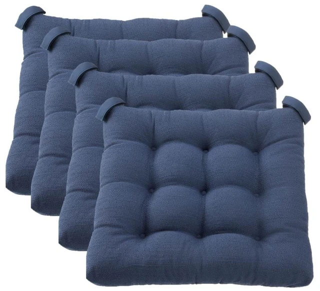 Main image of Mainstays Textured Chair Seat Pad 4-Piece Set, Navy, 15.5in x 16in