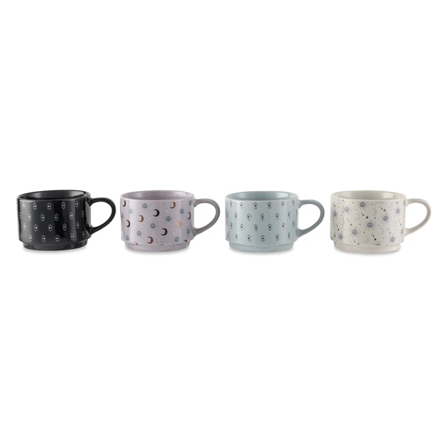 Alt view image 2 of 6 - Thyme & Table Celestial 4-Pack Stacking Mugs, Assorted Colors, 11.1fl oz, Stoneware