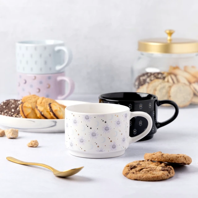 Alt view image 6 of 6 - Thyme & Table Celestial 4-Pack Stacking Mugs, Assorted Colors, 11.1fl oz, Stoneware