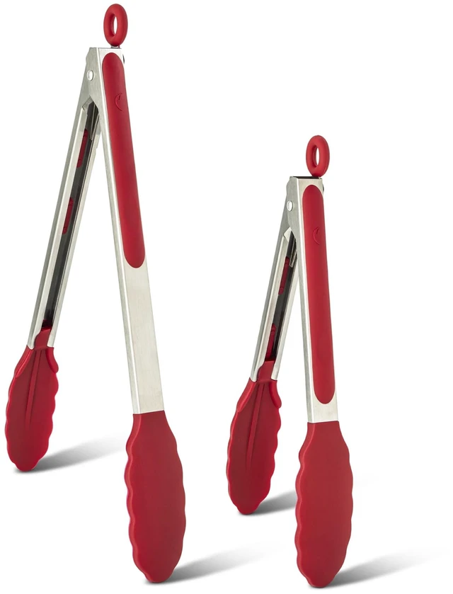 Main image of Elements by Thyme & Table Red Silicone Locking Tongs Set of 2