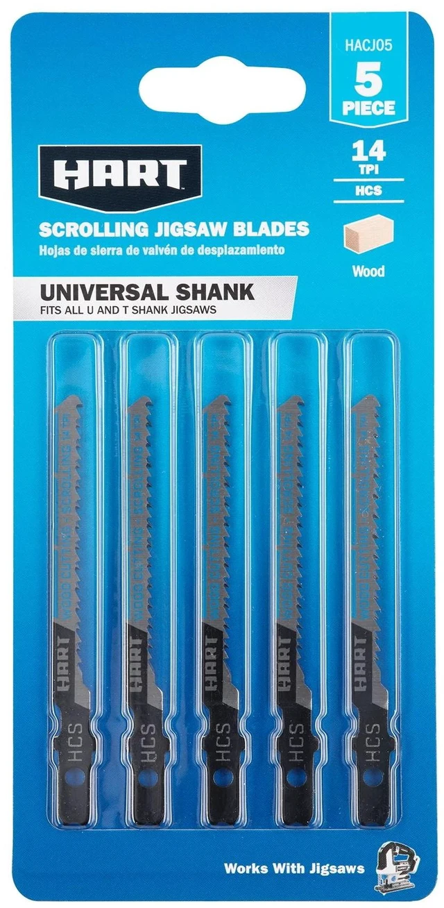 Main image of 5-Piece 14 TPI HART Scrolling Jigsaw Blade Set