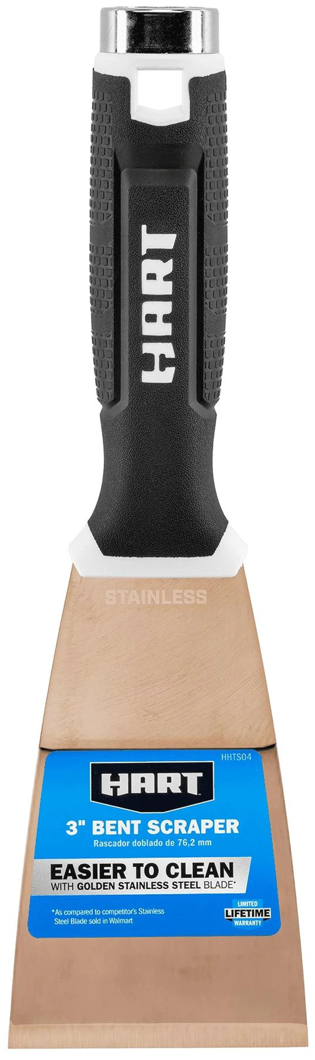Main image of HART 3-Inch Bent Scraper, Golden Stainless-Steel