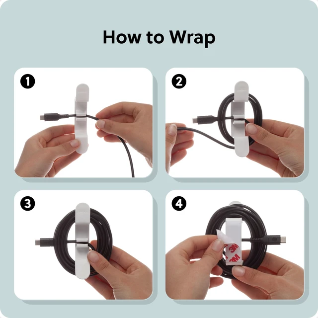 Alt view image 4 of 6 - U Brands 3ct Peel-and-Stick Cable Wrap Hooks, White