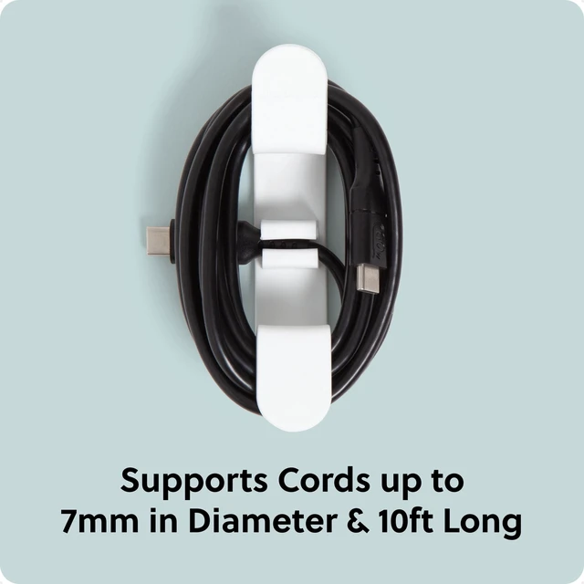 Alt view image 5 of 6 - U Brands 3ct Peel-and-Stick Cable Wrap Hooks, White