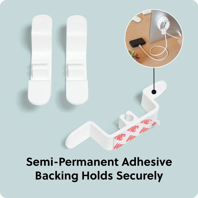 Alt view image 3 of 6 - U Brands 3ct Peel-and-Stick Cable Wrap Hooks, White