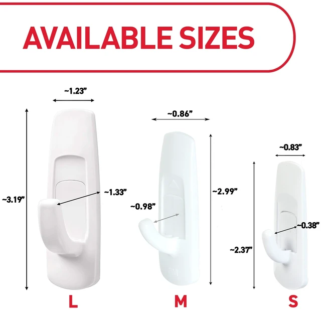 Alt view image 6 of 6 - Command Large Utility Hooks, 5 lb, White, 6 Hooks, 12 Pairs Adhesive Strips