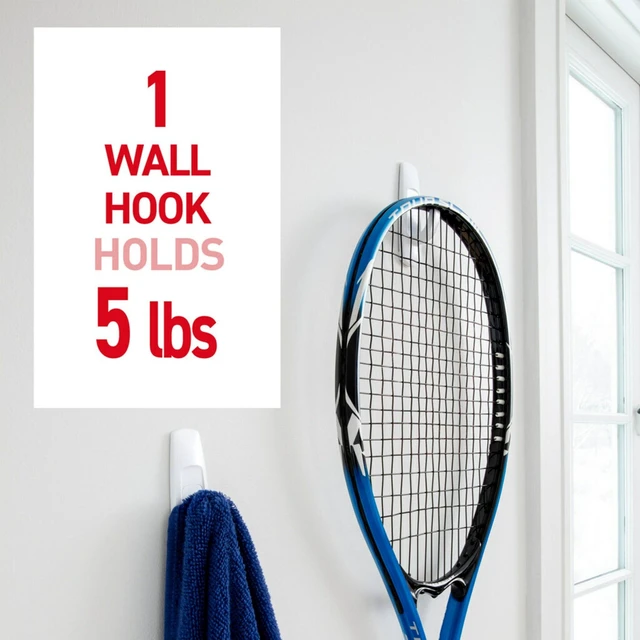 Alt view image 2 of 6 - Command Large Utility Hooks, 5 lb, White, 6 Hooks, 12 Pairs Adhesive Strips