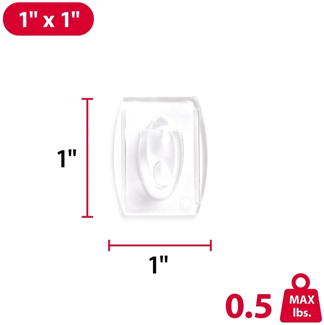 Alt view image 2 of 6 - Hyper Tough Mini Removable Self-Adhesive Plastic Hooks, Clear, 18 Pieces, 0.5lb Capacity