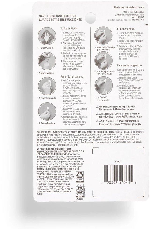 Alt view image 3 of 6 - Hyper Tough Mini Removable Self-Adhesive Plastic Hooks, Clear, 18 Pieces, 0.5lb Capacity