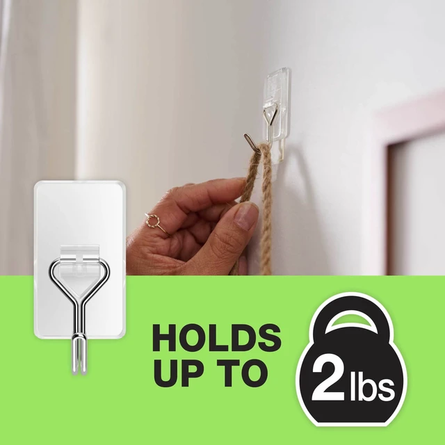 Alt view image 2 of 5 - FrogTape reMOVEables Medium Clear Wire Hooks, 6 Hooks + 8 Adhesive Strips