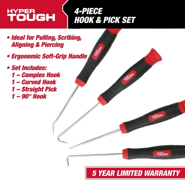 Alt view image 2 of 6 - Hyper Tough 4-Piece Curved, Complex & 90 Degree Steel Hooks