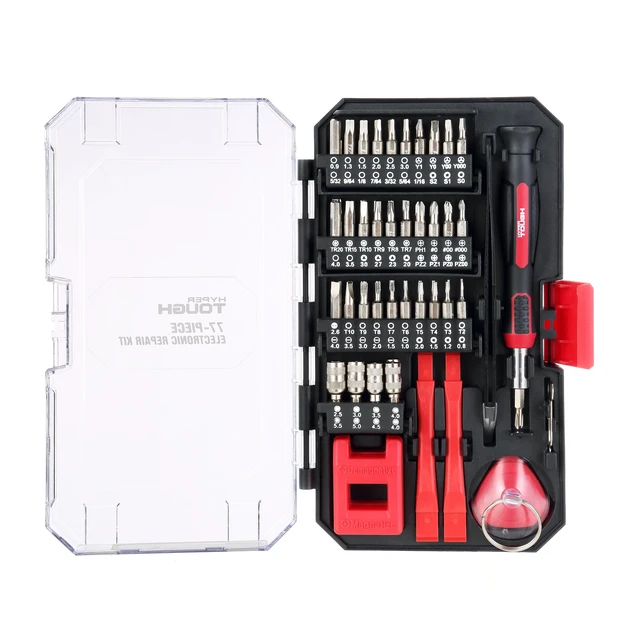 Alt view image 6 of 6 - Hyper Tough 77-Piece Precision Tool Kit with Magnetic Screwdriver, Standard Size Bits and Case