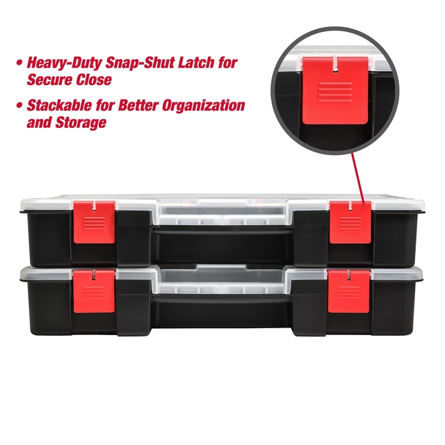 Alt view image 2 of 6 - Hyper Tough Stackable Organizer 2-Pack, 8 Movable Dividers, Plastic, 93512638