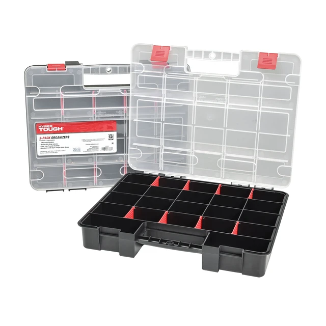 Alt view image 5 of 6 - Hyper Tough Stackable Organizer 2-Pack, 8 Movable Dividers, Plastic, 93512638