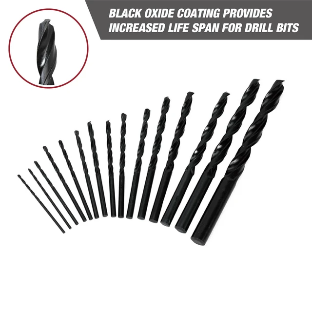 Alt view image 2 of 6 - Hyper Tough 41015CF 15-Piece Black Oxide Drill Bit Set with Click Fit Case