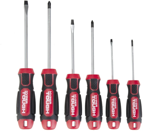 Main image of Hyper Tough 6-Piece Slotted and Phillips Screwdriver Set