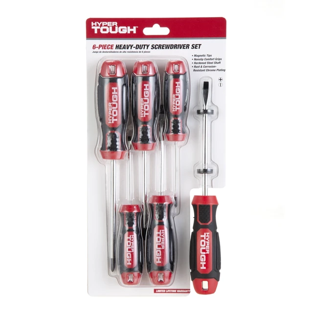 Alt view image 4 of 6 - Hyper Tough 6-Piece Slotted and Phillips Screwdriver Set