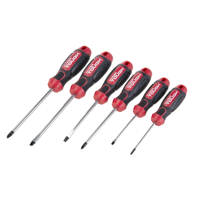 Alt view image 3 of 6 - Hyper Tough 6-Piece Slotted and Phillips Screwdriver Set