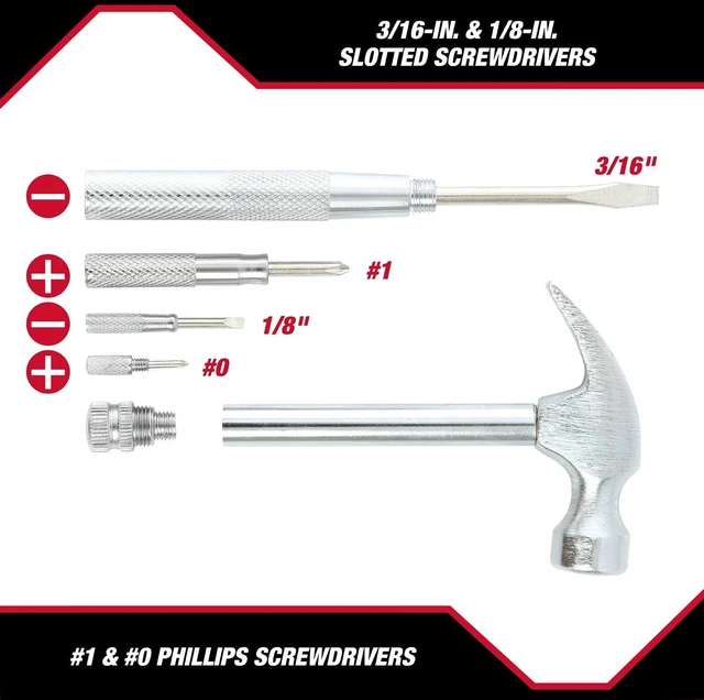 Alt view image 4 of 6 - Hyper Tough 5-in-1 Hammer & Screwdriver Set