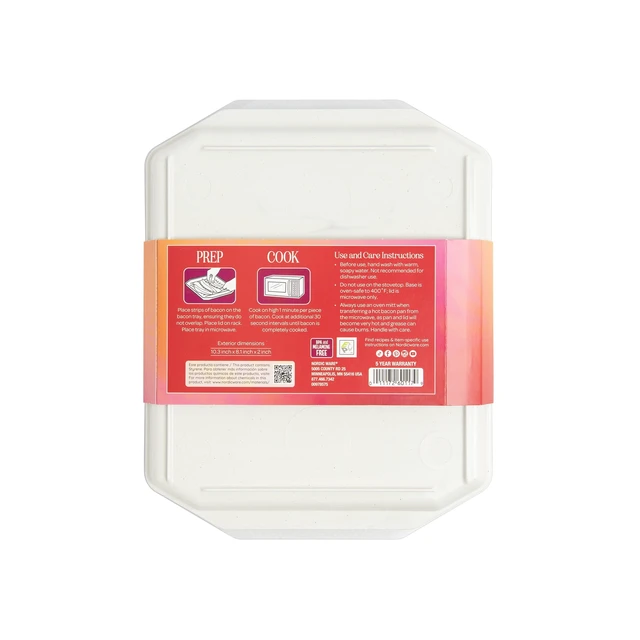 Alt view image 3 of 6 - Nordic Ware Microwave Safe Plastic Bacon Rack with Lid, White, 2 Pieces