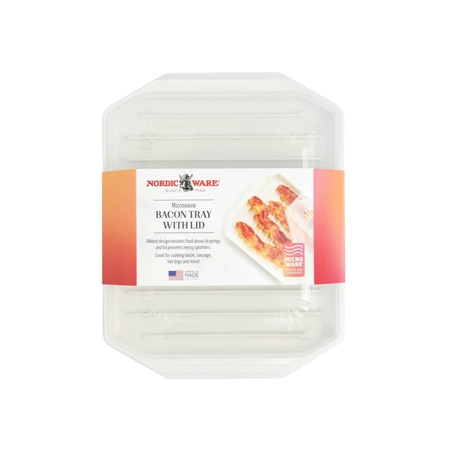 Alt view image 5 of 6 - Nordic Ware Microwave Safe Plastic Bacon Rack with Lid, White, 2 Pieces
