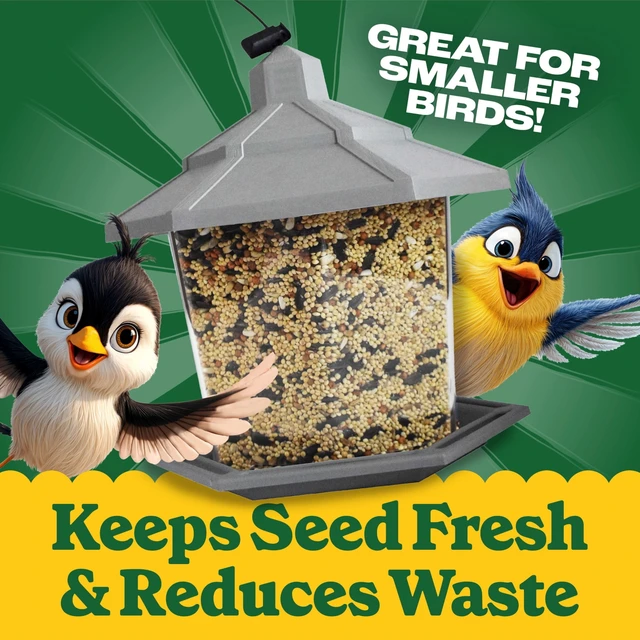 Alt view image 4 of 6 - Pennington Earth Smart Gray Plastic Hopper Wild Bird Feeder, 2.5lb Capacity