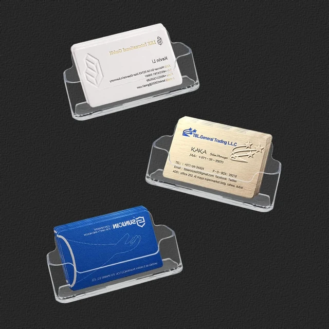 Alt view image 4 of 5 - HSYMQ Acrylic Clear Business Card Holder for Desk, Holds 30-50 Business Cards