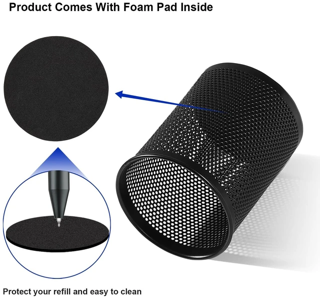 Alt view image 3 of 6 - Comix Wire Mesh Pen Holder Desk Organizer with Foam Pad and Non-Slip Bottom, 1 Pack, for Office Home School
