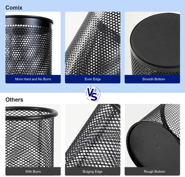 Alt view image 6 of 6 - Comix Wire Mesh Pen Holder Desk Organizer with Foam Pad and Non-Slip Bottom, 1 Pack, for Office Home School
