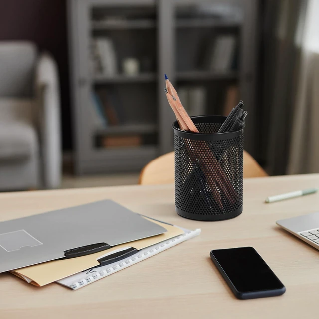 Alt view image 5 of 6 - Comix Wire Mesh Pen Holder Desk Organizer with Foam Pad and Non-Slip Bottom, 1 Pack, for Office Home School