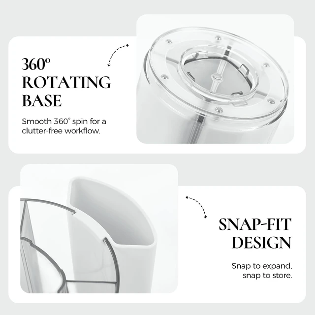 Alt view image 3 of 7 - KONVINIT 5-Slot 360 Rotating Pen Holder and Organizer, White, for School, Home, Office and Art Supply