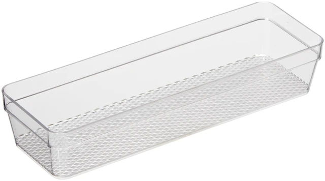 Main image of Oggi Clear Drawer Organizer 3"x9.5" - Kitchen, Office, Desk, Silverware, Utensils, Cosmetics, Bathroom