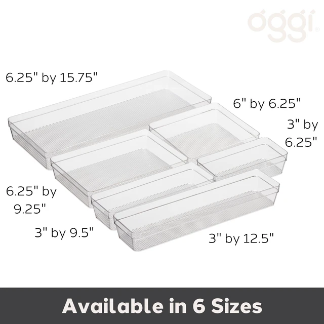 Alt view image 4 of 6 - Oggi Clear Drawer Organizer 3"x9.5" - Kitchen, Office, Desk, Silverware, Utensils, Cosmetics, Bathroom