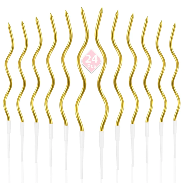 Alt view image 6 of 7 - PHD CAKE 24-Count Gold Spiral Long Thin Metallic Birthday Candles, Birthday Parties, Wedding Decorations