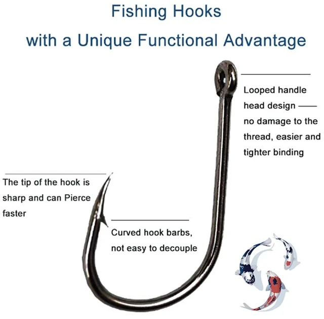Alt view image 5 of 7 - 300PCS Small High-Carbon Steel Barbed Fishing Hooks with Hole, 10 Sizes