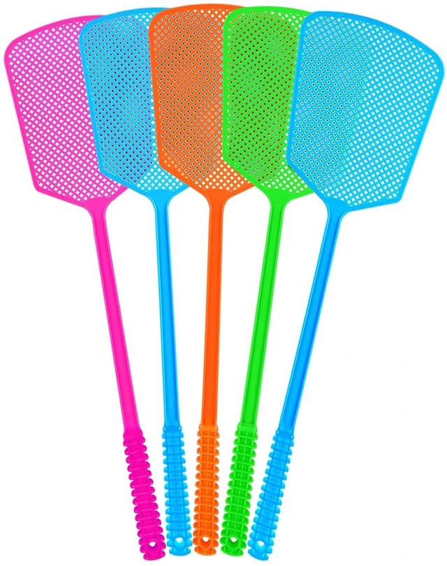 Main image of 5 Pack Plastic Heavy Duty Long Handle Fly Swatter, Large Bug Swatter for Indoor and Outdoor Use