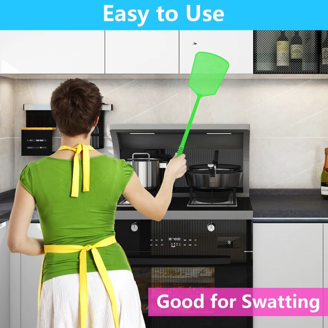 Alt view image 3 of 7 - 5 Pack Plastic Heavy Duty Long Handle Fly Swatter, Large Bug Swatter for Indoor and Outdoor Use