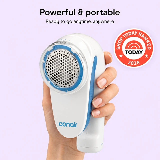 Alt view image 3 of 6 - Conair Fabric Shaver and Lint Remover, Battery-Operated Portable, 3 Settings, 2-Inch Shaving Head, for Sweaters, Clothing & Furniture, White