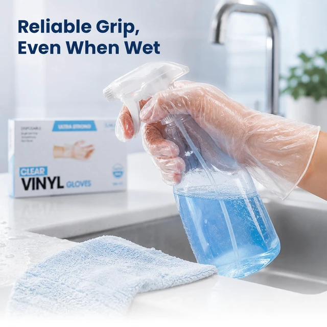 Alt view image 2 of 7 - ForPro Disposable Vinyl Gloves, 3.9Mil, Powder and Latex-Free, Food Safe