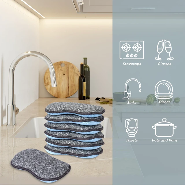 Alt view image 4 of 5 - Scrub-it Multi-Purpose Kitchen Sponges - Non-Scratch Microfiber, Heavy Duty Scrubbing Power, Reusable Dish Sponge for Dishes, Pots and Pans (6 Pack, Small)