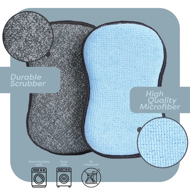 Alt view image 5 of 5 - Scrub-it Multi-Purpose Kitchen Sponges - Non-Scratch Microfiber, Heavy Duty Scrubbing Power, Reusable Dish Sponge for Dishes, Pots and Pans (6 Pack, Small)