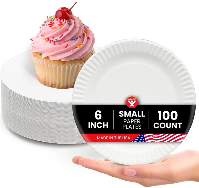 Main image of Hygloss Paper Plates 6-Inch 100 Count White Uncoated Microwave Safe