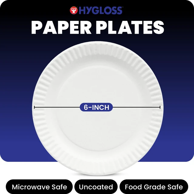 Alt view image 3 of 7 - Hygloss Paper Plates 6-Inch 100 Count White Uncoated Microwave Safe