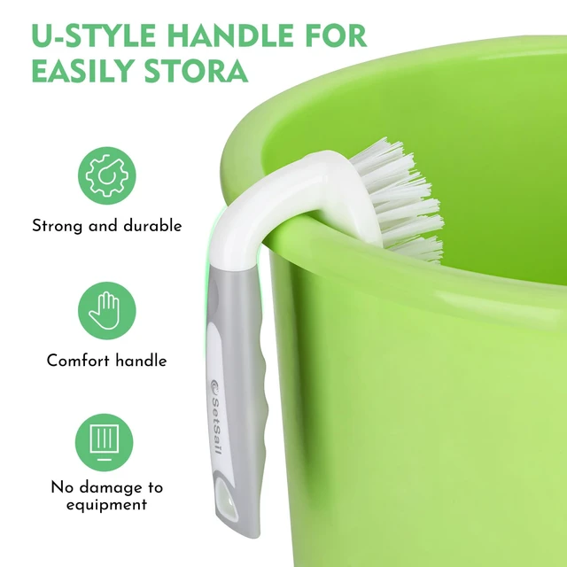 Alt view image 2 of 6 - SetSail Heavy-Duty Scrub Brush with Stiff Bristles, 2-Pack for Shower, Bathroom, Kitchen, Carpet and Bathtub