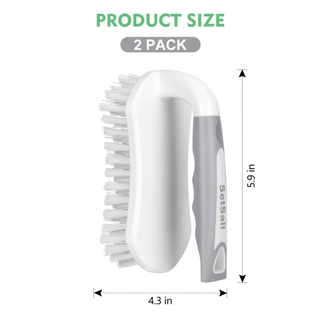 Alt view image 3 of 6 - SetSail Heavy-Duty Scrub Brush with Stiff Bristles, 2-Pack for Shower, Bathroom, Kitchen, Carpet and Bathtub