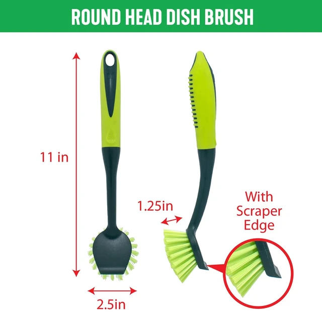 Alt view image 4 of 7 - Pine-Sol Scrub Brush Set, Long Handle Heavy Duty Bristles Comfort Grip, 2-Piece for Kitchen Household Dishwashing