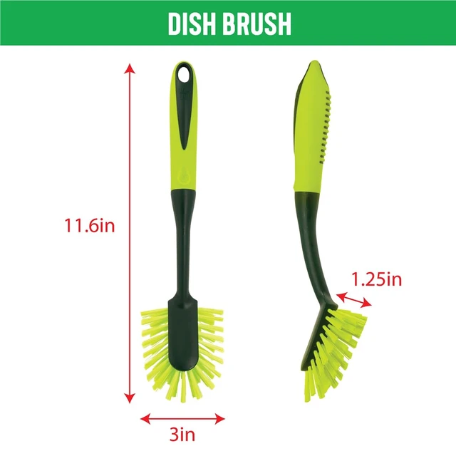 Alt view image 6 of 7 - Pine-Sol Scrub Brush Set, Long Handle Heavy Duty Bristles Comfort Grip, 2-Piece for Kitchen Household Dishwashing