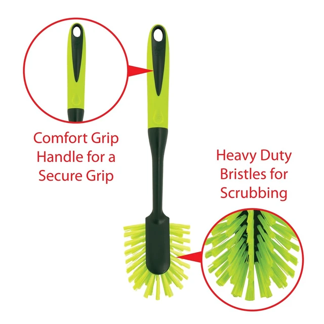 Alt view image 5 of 7 - Pine-Sol Scrub Brush Set, Long Handle Heavy Duty Bristles Comfort Grip, 2-Piece for Kitchen Household Dishwashing