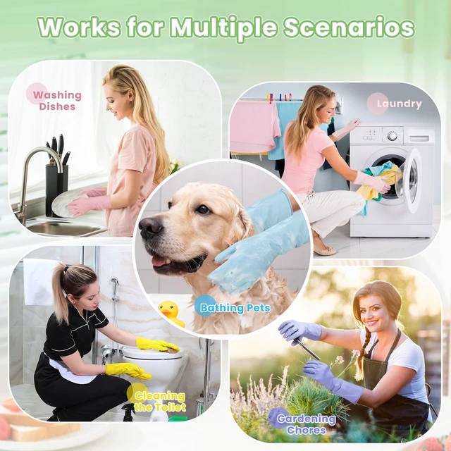 Alt view image 6 of 7 - Jsocoah Reusable Cleaning Gloves, 4/5 Pairs, for Dishwashing, Kitchen, Household, and Pet
