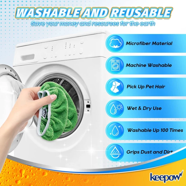 Alt view image 4 of 6 - KEEPOW 6 Pack Reusable Mop Pads Refills Compatible with Swiffer Sweeper Mop, Microfiber Dry Sweeping & Wet Mopping Cloths for Hardwood Floor Cleaning (Mop Not Included)